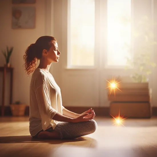 peaceful woman meditating
